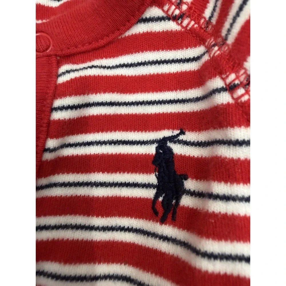 Ralph Lauren Baby One Piece Long Sleeve Red  Embroider Logo 3 Month
